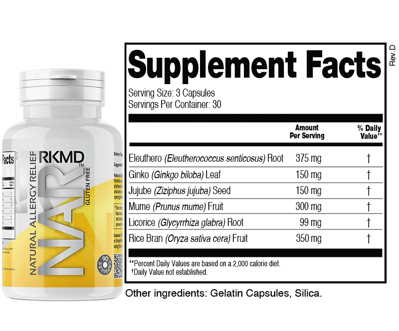 RKMD NAR™ Supplement Facts Panel